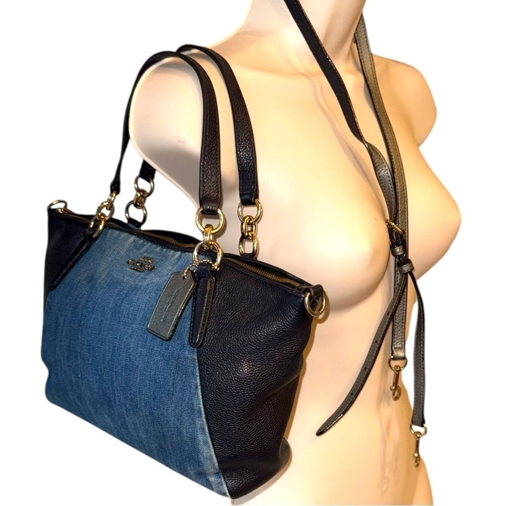 Rare Coach Denim Leather Satchel Removable Crossbody strap